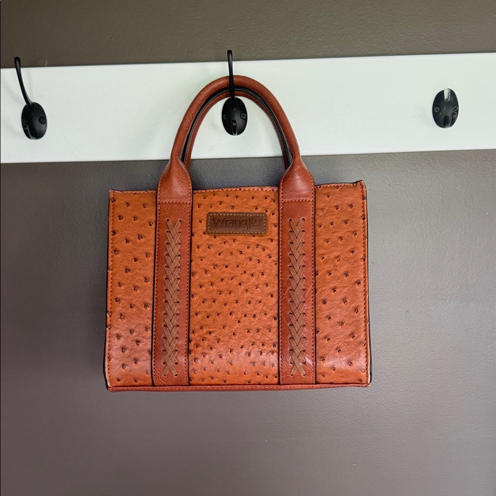 Wrangler Brown Ostrich-Textured Satchel